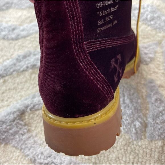 Off-White (Virgil Abloh) x Timberland 6” Limited Edition Velvet Boots FW18 - Picture 3 of 15